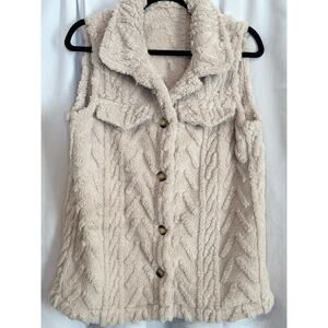 Super Cozy Beige Texture Fleece Sweater, Sz Medium